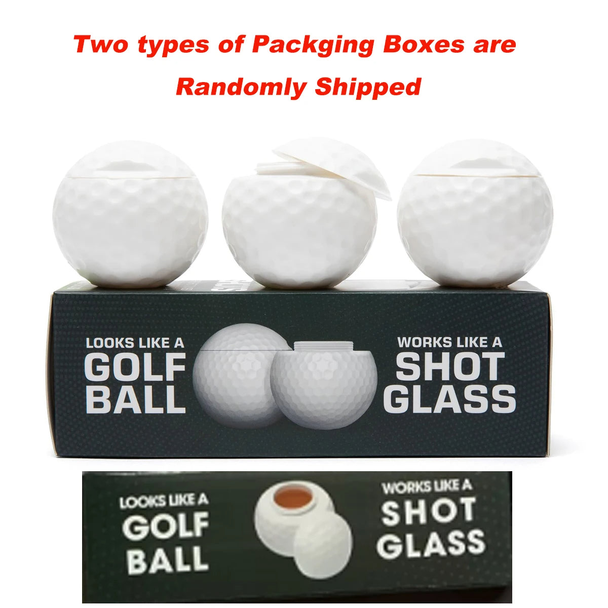 3-Piece Golf Ball Flask Set - ABS Shot Glasses w/ Gift Box