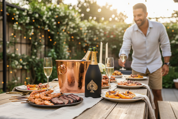 Ace of Spades Champagne camisa paired with grilled BBQ dishes for a stylish outdoor cookout celebration