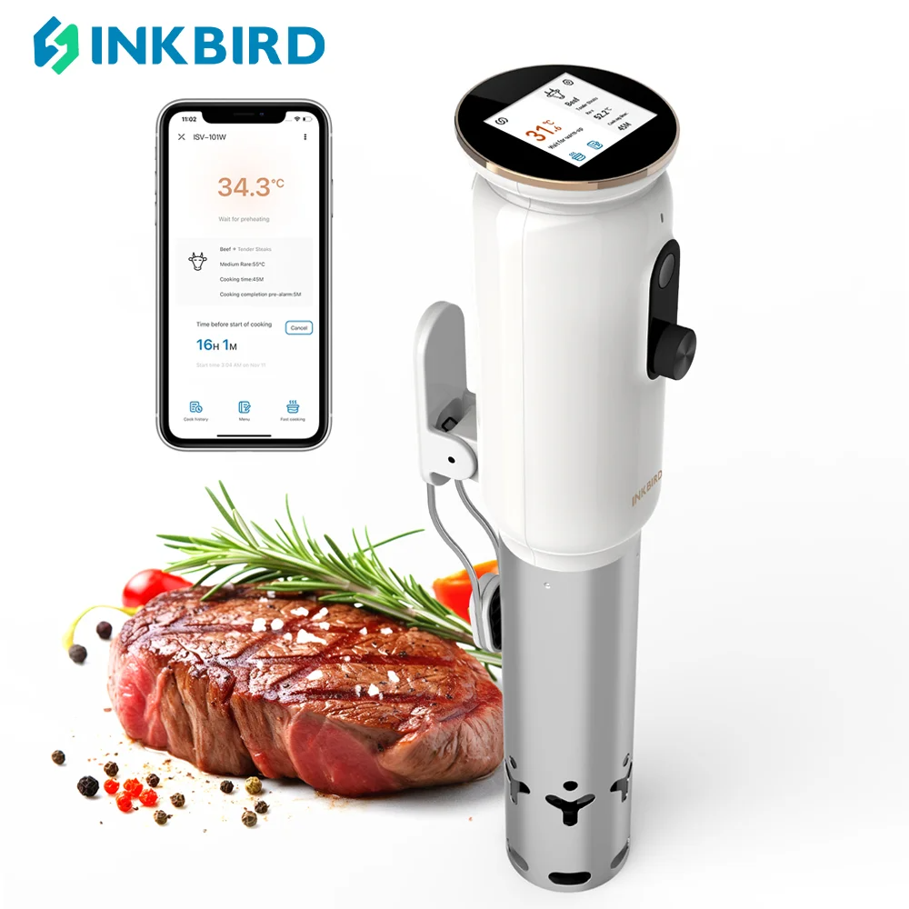 INKBIRD ISV-101W WiFi Sous Vide Cooker – 1000W Precision Cooking, 3D Water Circulation, App Control & Scheduling, Cooking Pre-Alarm, 0.1°C Accuracy