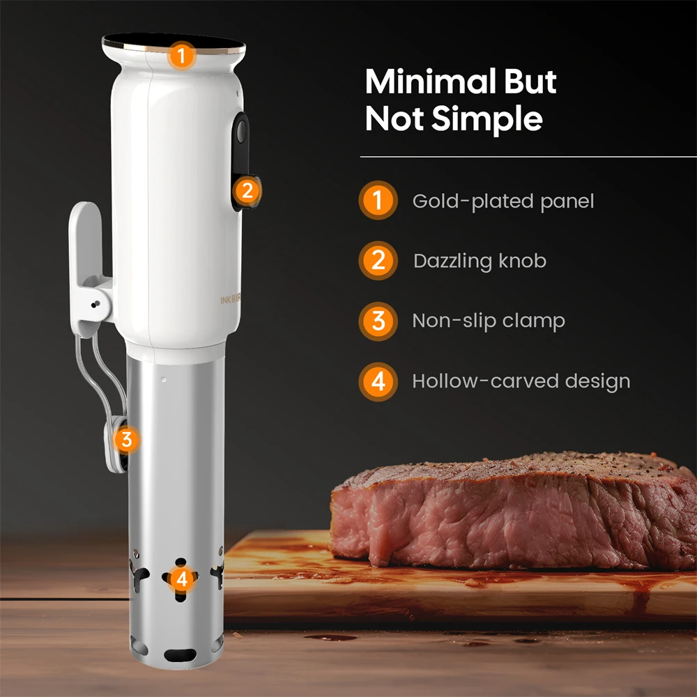 INKBIRD ISV-101W WiFi Sous Vide Cooker – 1000W Precision Cooking, 3D Water Circulation, App Control & Scheduling, Cooking Pre-Alarm, 0.1°C Accuracy