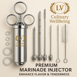 304 Stainless Meat Injector Kit - 3 Needles, 2oz Capacity | Dishwasher Safe - CulinaryWellBeing