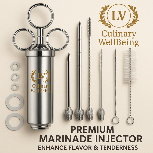 304 Stainless Meat Injector Kit - 3 Needles, 2oz Capacity | Dishwasher Safe - CulinaryWellBeing