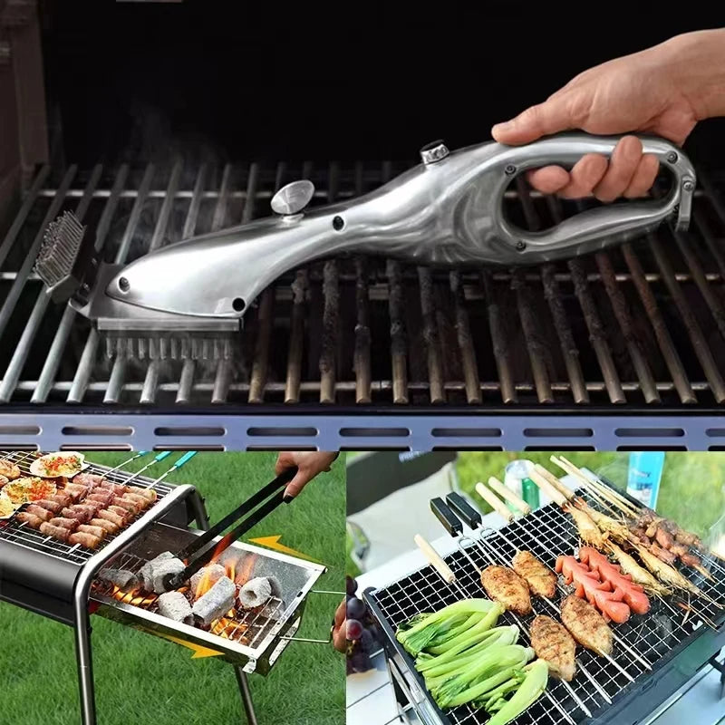 BBQ Grill Brush with Steam Cleaning – Durable Stainless-Steel Bristles, Ergonomic Handle, Dishwasher Safe, for Charcoal, Gas & Ceramic Grills