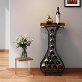 Wine holder Glass Storage Rack:Holds 14 Bottles,Strong Metal Structure