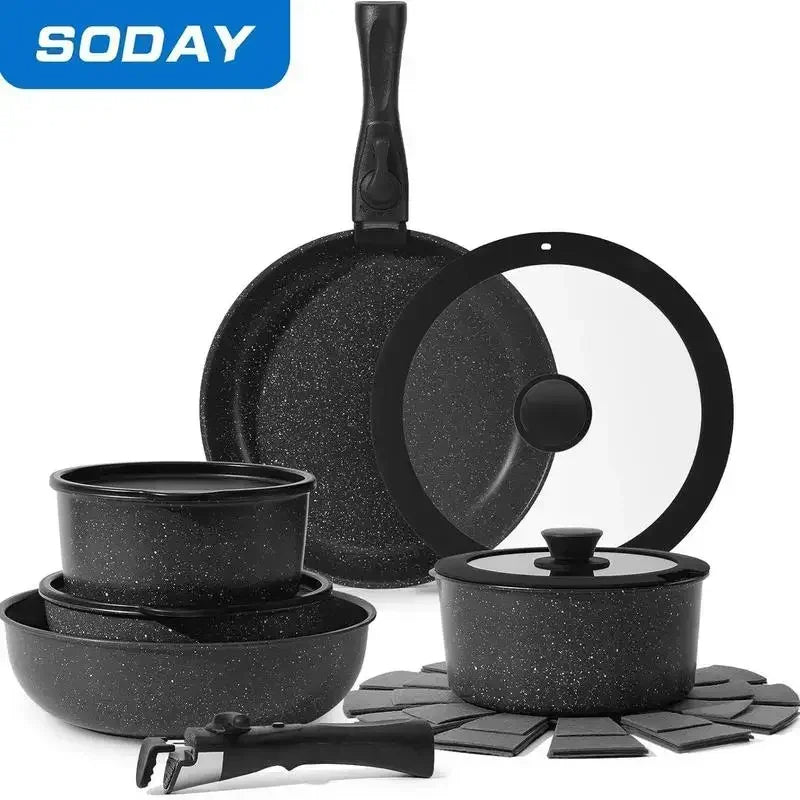 Ultimate Space-Saving Nonstick 15-Piece Cookware Set by Carote