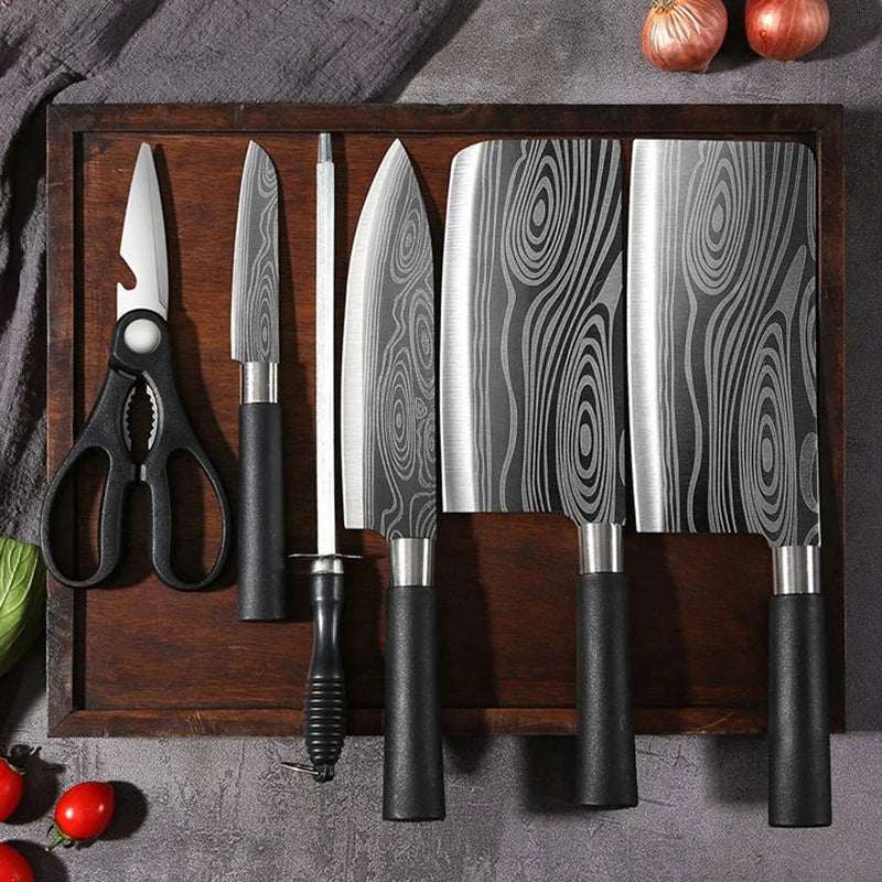 Chef knife set Laser Damascus Pattern Utility Kitchen Knives Set 