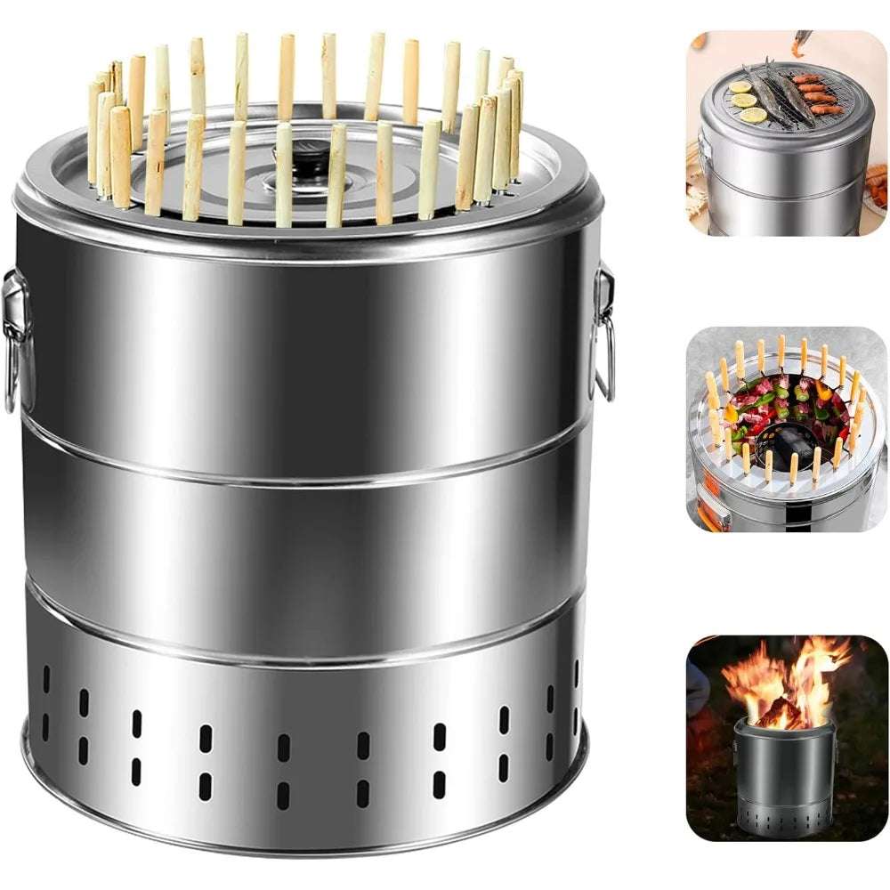 portable charcoal grill-Smokeless Grill Stainless Steel,BBQ & Fire Pit