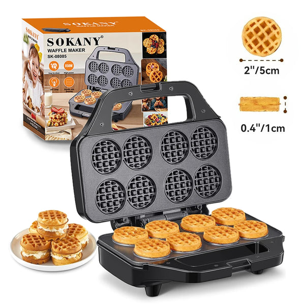 🍽️ Mini Waffle Maker - 8 x 2'' Tiny Waffle Cooking Machine with Nonstick Surface - Quick Heat-Up 🍽️