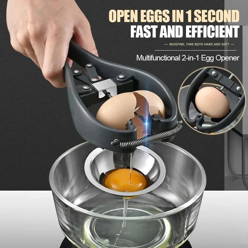 Efficient Stainless Steel Egg Opener & Separator – 2-in-1 Manual Egg Tool