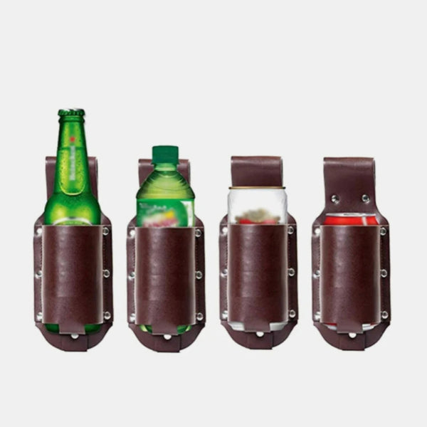 Versatile 3D Printed PU Leather Beer Holster - Portable Waist Bottle Holder for 12 Oz. Beverages