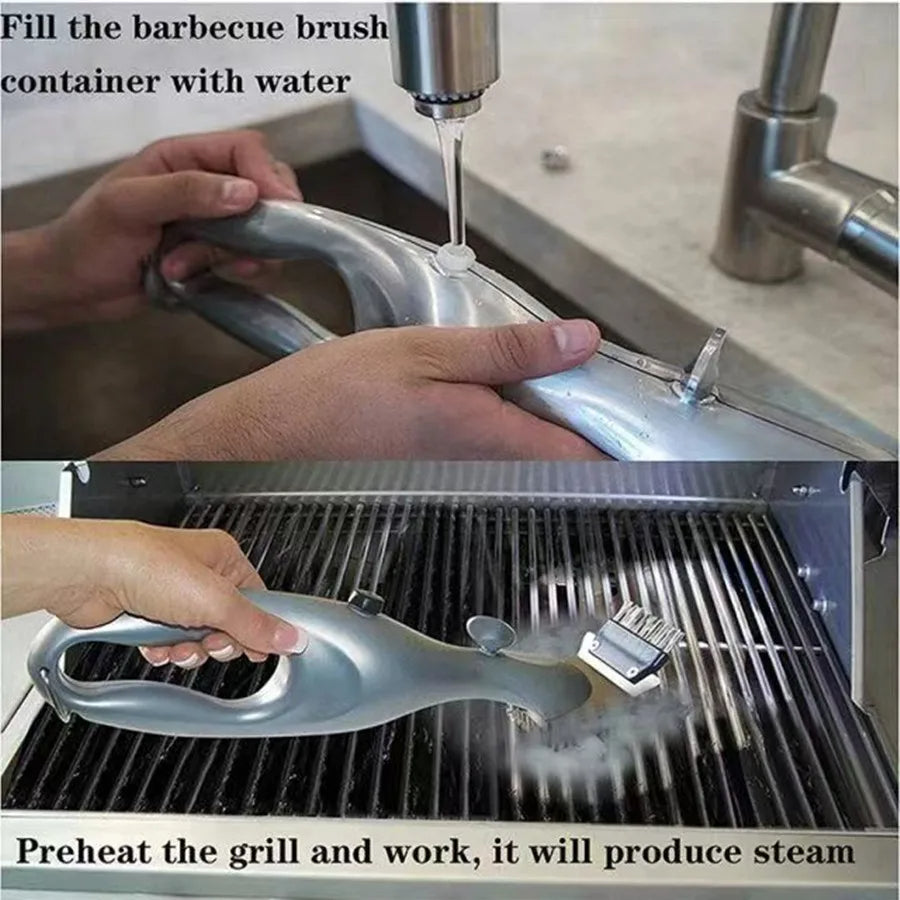 BBQ Grill Brush with Steam Cleaning – Durable Stainless-Steel Bristles, Ergonomic Handle, Dishwasher Safe, for Charcoal, Gas & Ceramic Grills