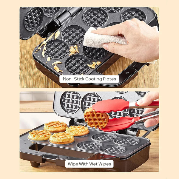 🍽️ Mini Waffle Maker - 8 x 2'' Tiny Waffle Cooking Machine with Nonstick Surface - Quick Heat-Up 🍽️