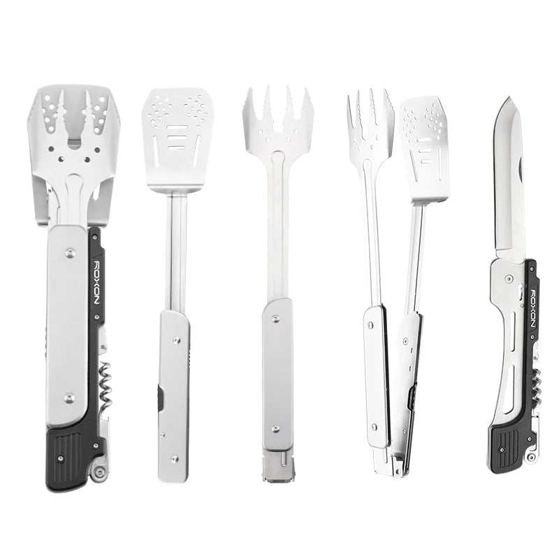 BBQ 6-in-1 Stainless Steel Multi-Tool:Spatula,Fork,Tongs,Bottle Opener