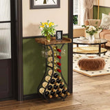 Wine holder Glass Storage Rack:Holds 14 Bottles,Strong Metal Structure