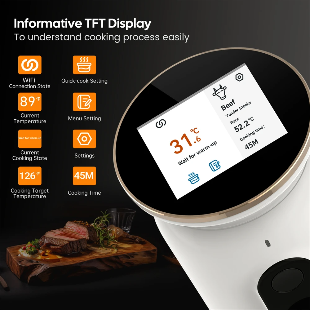 INKBIRD ISV-101W WiFi Sous Vide Cooker – 1000W Precision Cooking, 3D Water Circulation, App Control & Scheduling, Cooking Pre-Alarm, 0.1°C Accuracy