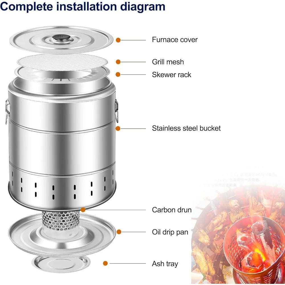 portable charcoal grill-Smokeless Grill Stainless Steel,BBQ & Fire Pit