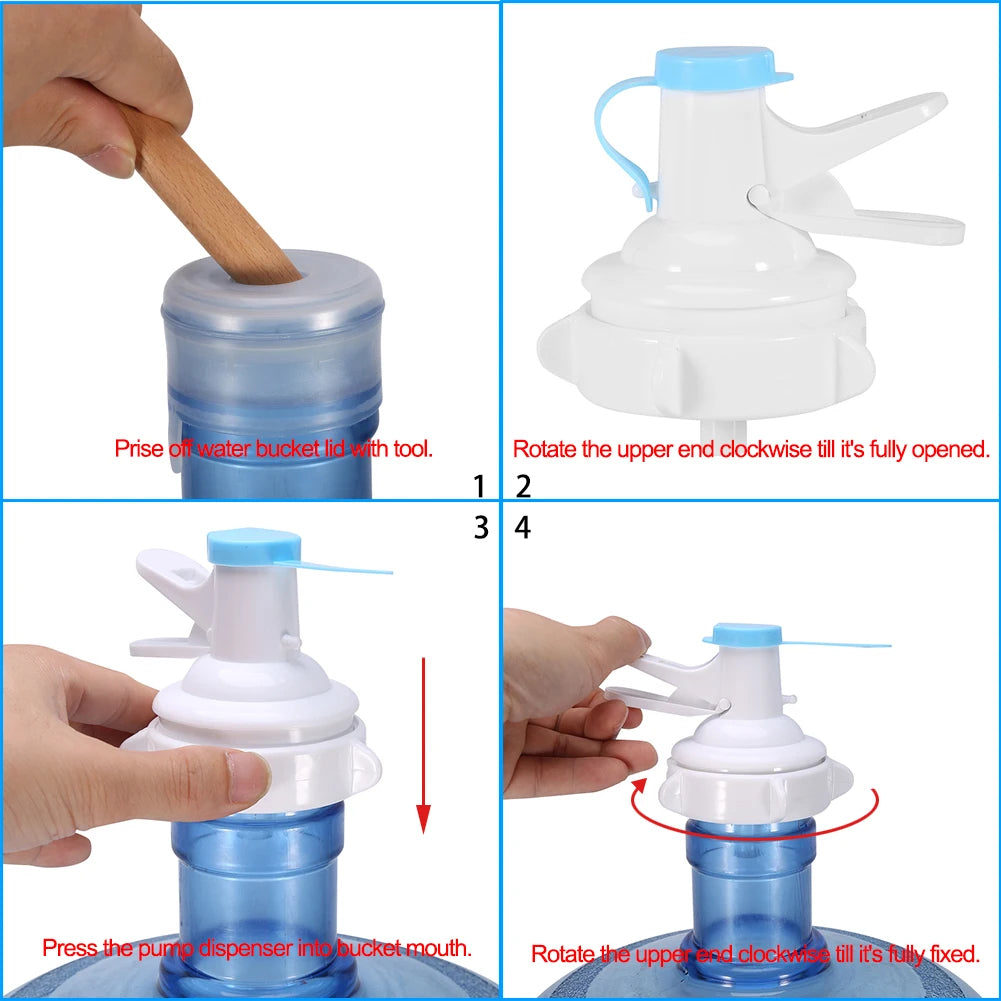 Portable Water Bottle Dispenser Pump – Eco-Friendly PP Material, Dust-Proof Cap, Easy to Install, for Home & Travel Use