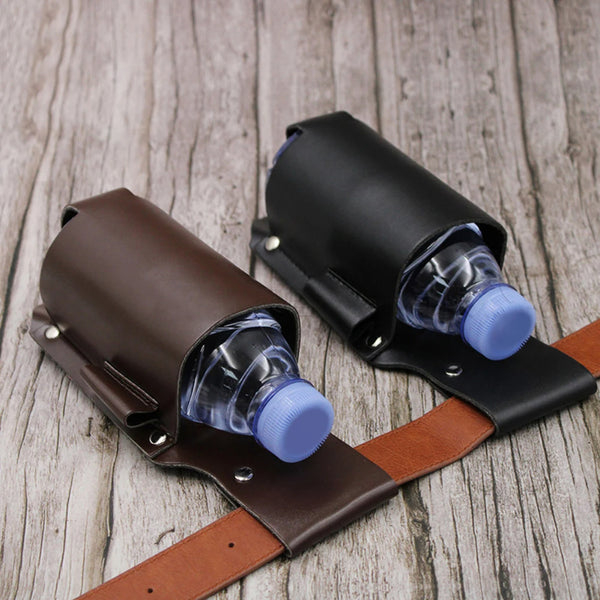 Versatile 3D Printed PU Leather Beer Holster - Portable Waist Bottle Holder for 12 Oz. Beverages