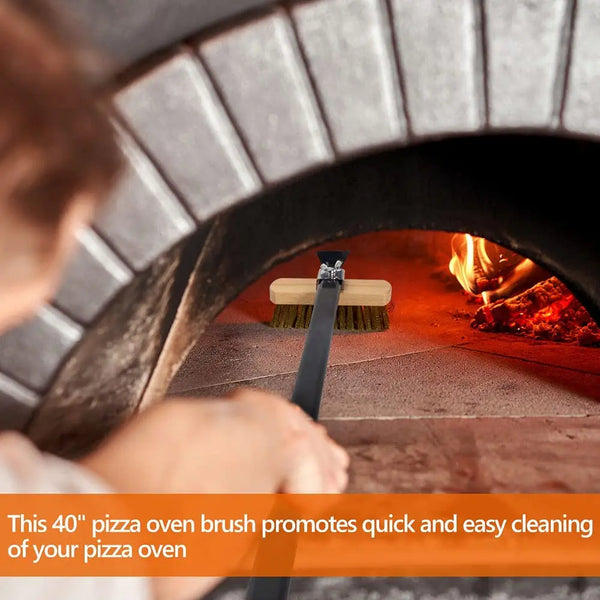 🍕 Professional Pizza Oven Copper Brush Scraper with 21 Inch Aluminium Handle 🍖