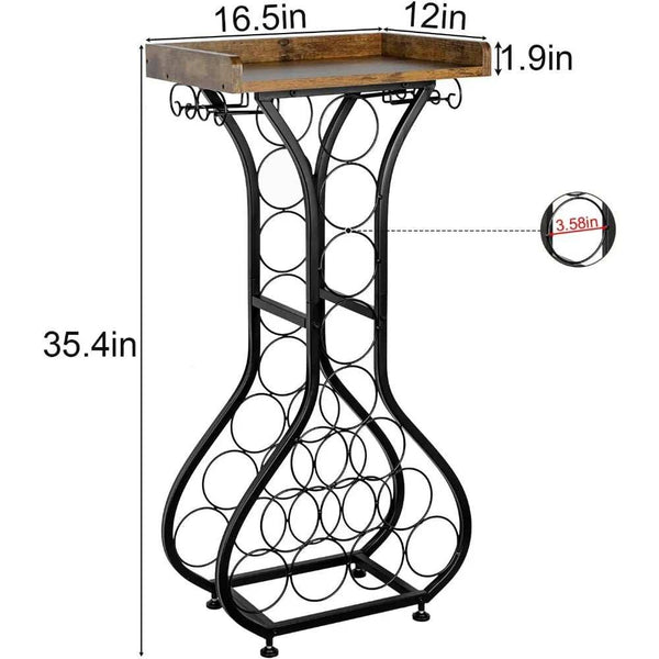 Wine holder Glass Storage Rack:Holds 14 Bottles,Strong Metal Structure