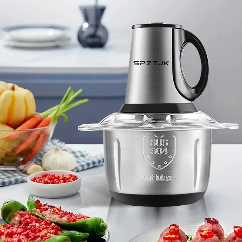 Electric Meat Grinder - 4 Bi-Level Blades, Mixer Grinder, Garlic Chopper - 60W Power