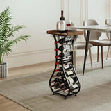 Wine holder Glass Storage Rack:Holds 14 Bottles,Strong Metal Structure