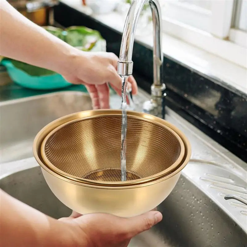 🍓 Stainless Steel Colander Bowl Set-Multifunctional Draining Basket and Basin 🍏