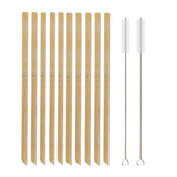 10Pcs Natural Bamboo Straw 20cm Reusable Drinking Straws with Cleaning Brush Eco-friendly Bamboo Cocktail Straws Bar Accessory - TheWellBeing1