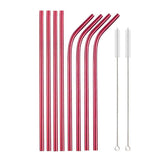 Rainbow Color Reusable Metal Straws Set with Cleaner Brush 304 Stainless Steel Drinking Straw Milk Drinkware Bar Party Accessory - TheWellBeing1