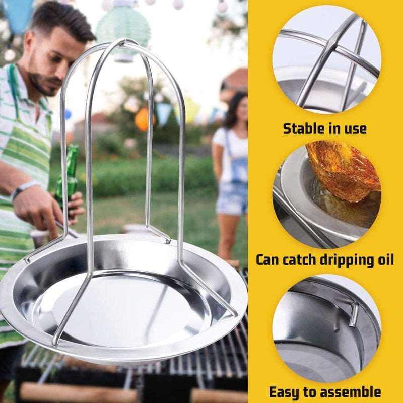 Grill Stand Carbon Steel Roaster Rack BBQ Grill Stand with Bowl