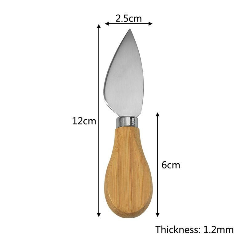 Steel Stainless Cheese Knives with Bamboo Wood Handle Cheese Slicer Cheese Cutter Kitchen Baking Tool - TheWellBeing1