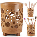 Bamboo Toothbrush & Toothpaste Cup holder With Drainage Quick Drying