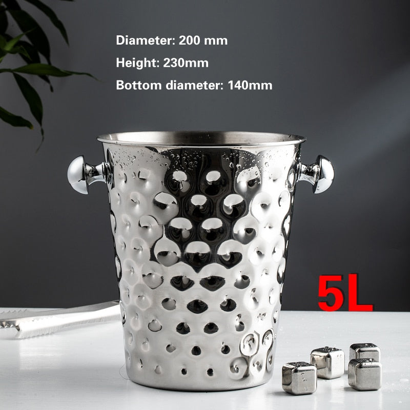 Noble Luxury ice bucket 304 Stainless steel golden hammer pattern Beer bucket Daily Party ice red wine champagne Bowl barrel - TheWellBeing1