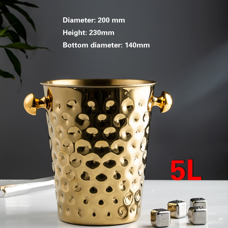 Noble Luxury ice bucket 304 Stainless steel golden hammer patternTheWellBeing1Noble Luxury ice bucket 304 Stainless steel golden hammer patternCulinaryWellBeing