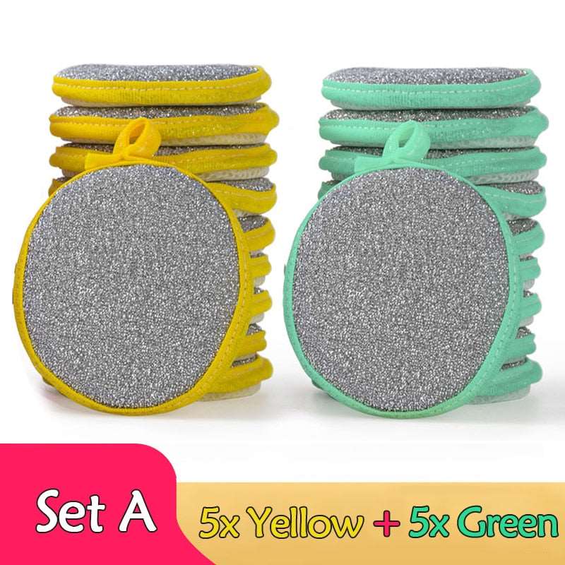 Dual-Sided Dishwashing Sponge: Household Kitchen Cleaning Tool