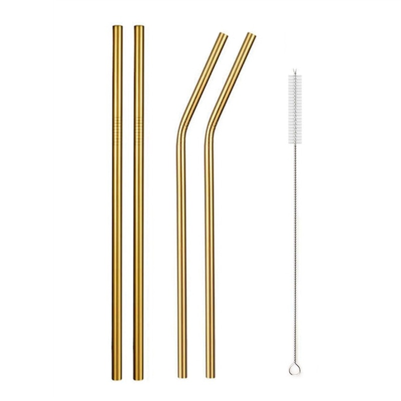 Metal drinking straws With Cleaner Brush 304 Stainless Steel