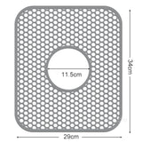 Silicone sink protector mat for stainless steel sinks, 34x29cm, honeycomb design.