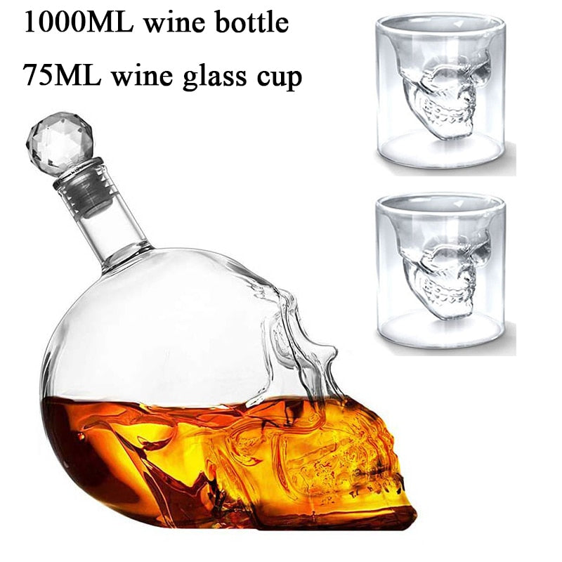 Creative Skull Glass Wine Bottle Whisky Wine Crystal CupsTransparent Drinking Drinkware Personality Bar Set Tool Gift 125-1000ml - TheWellBeing1