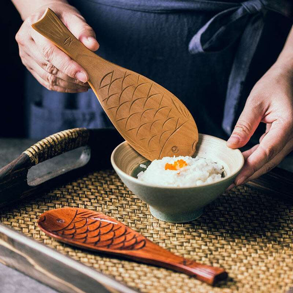 Creative Fish Shape Rice Spoon Cute Nature Wooden Non-stick Rice Shovel Scoop Kitchen Cooking Utensils Supplies - TheWellBeing1