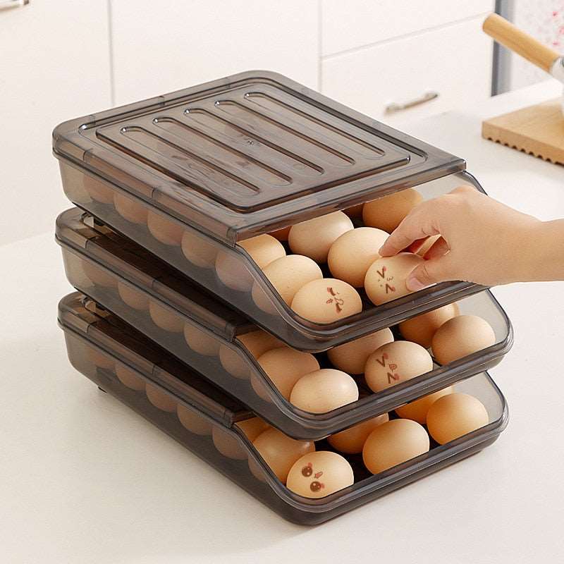 Automatic rolling egg box multi-layer Rack Holder for Fridge fresh-keeping box egg Basket storage containers kitchen organizers - TheWellBeing1