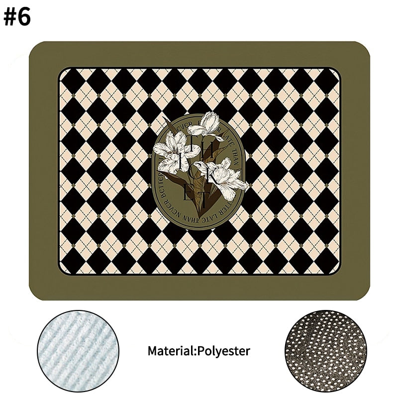 Printed Dish Drying Mat Super Absorbent Coffee Drain Pad Tableware Draining Pad Quick Dry Rug Kitchen Dinnerware Placemat - TheWellBeing1