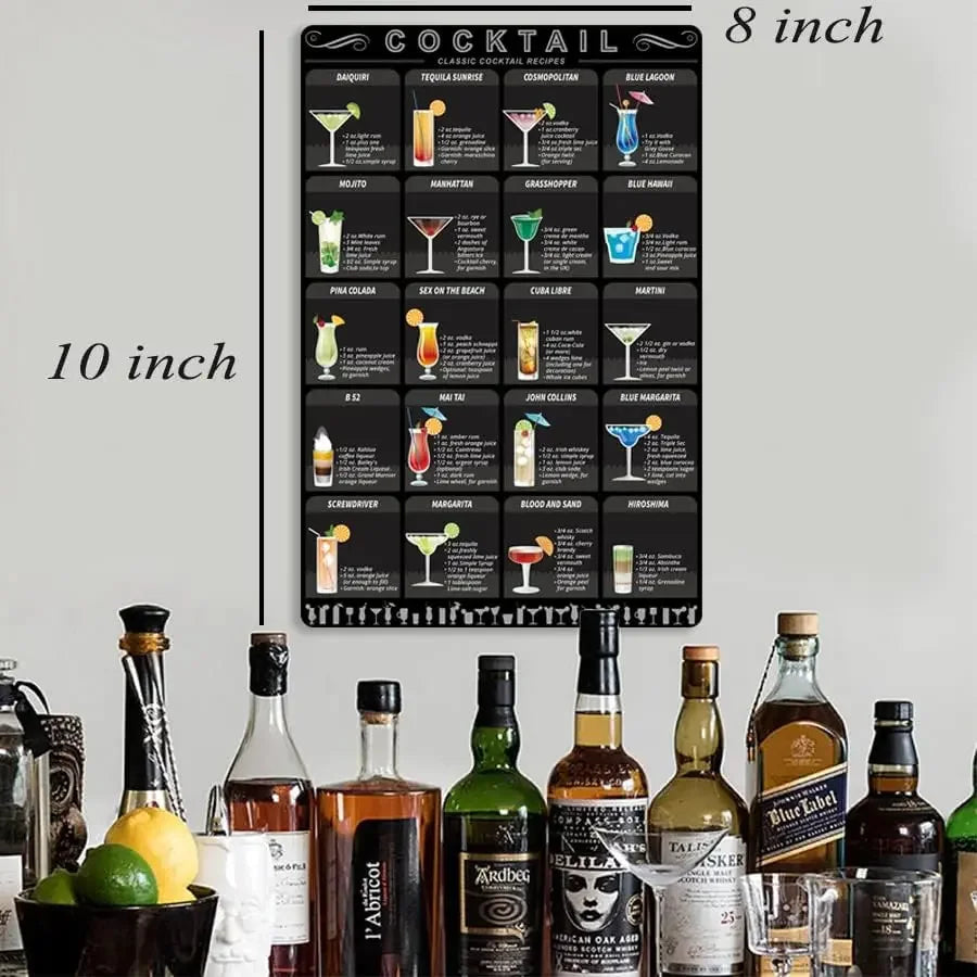 Metal Cafe Shots Mixology Tin Sign Cocktail Recipe Guide - Culinarywellbeing