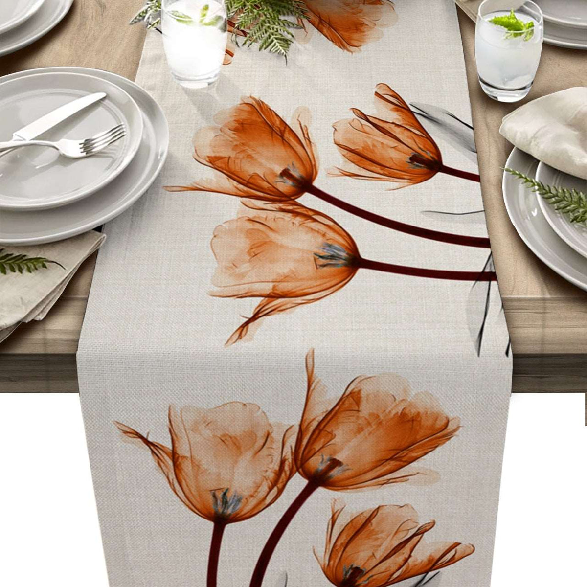 Blue Tulip Table Runner for Dining Table Kitchen Decor Anti-stain Dining Table Tablecloth Rectangular Dining Table Runner - TheWellBeing1