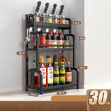 2/3-layer stainless steel kitchen storage rack with knife and seasoning organization.