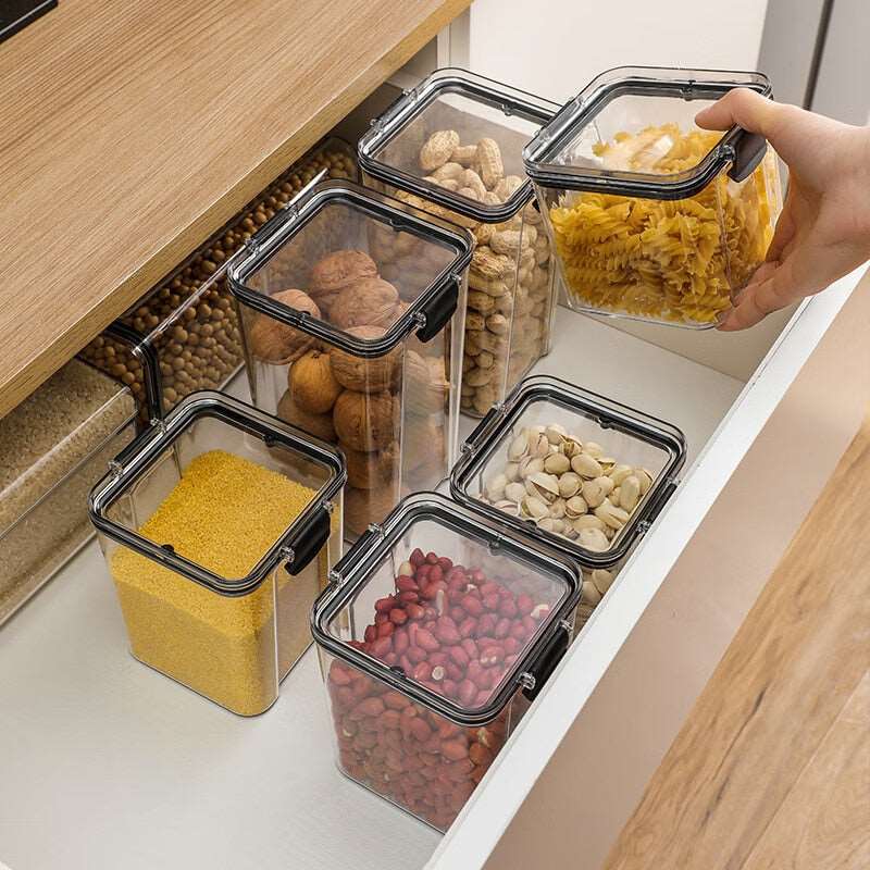 Clear Food Storage Box,Food Storage Container With Lid, Plastic Kitchen And Pantry Organization Canisters - TheWellBeing1