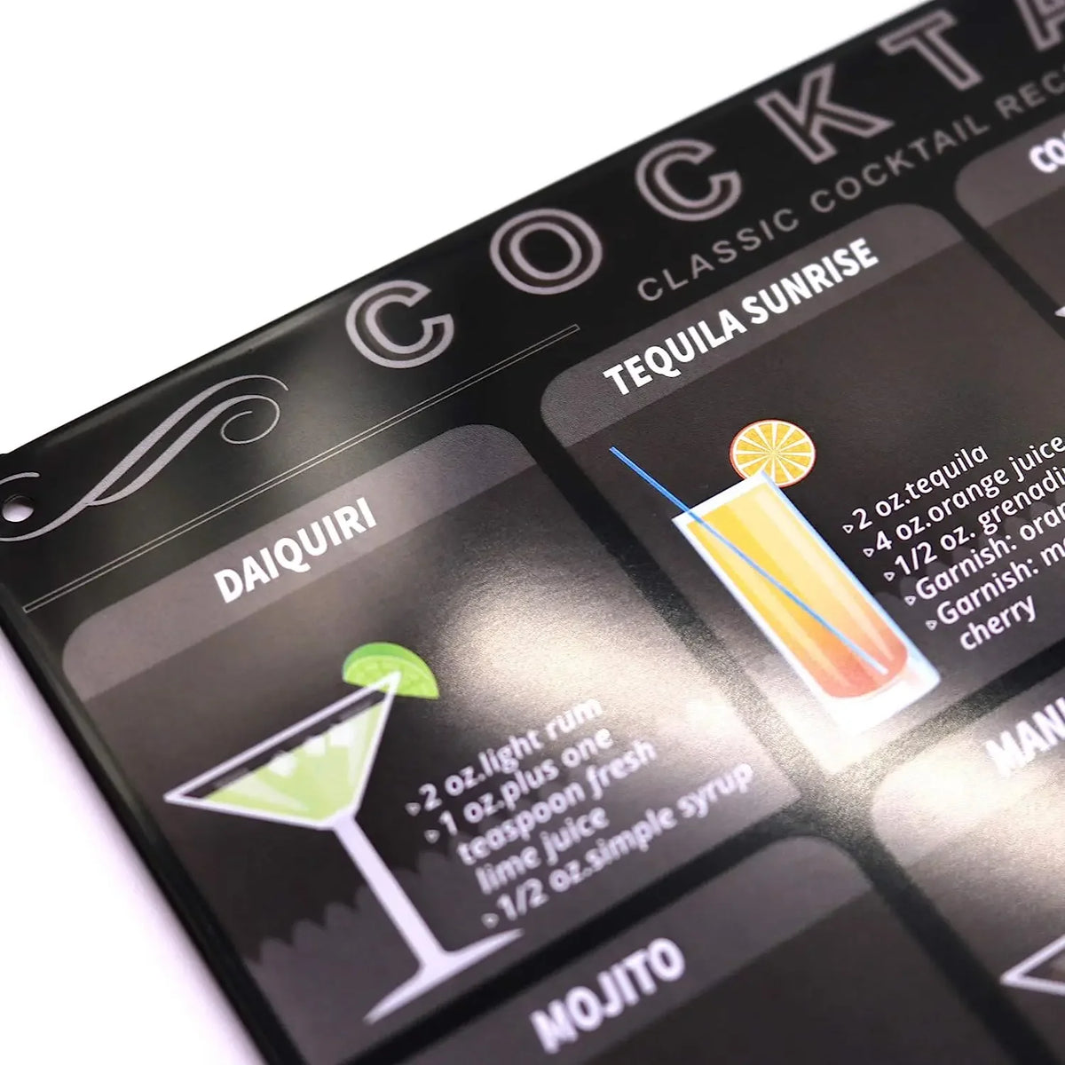 Metal Cafe Shots Mixology Tin Sign Cocktail Recipe Guide - Culinarywellbeing