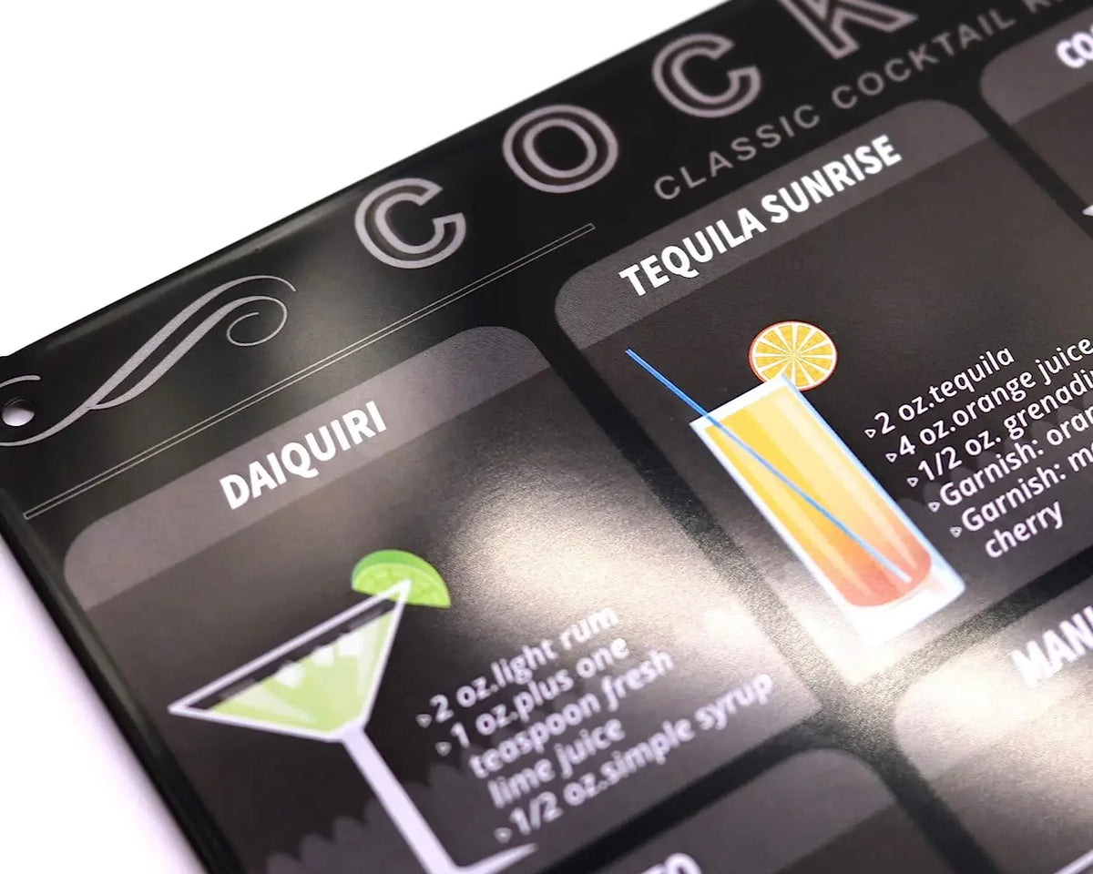 Metal Cafe Shots Mixology Tin Sign Cocktail Recipe Guide - Culinarywellbeing
