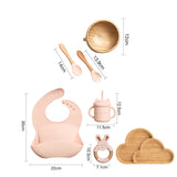 Silicone Baby Feeding Set Baby Feeding Supplies Kids Bamboo Dinnerware With Cup Children's Dishes Bowl Stuff Tableware Gift Set - TheWellBeing1