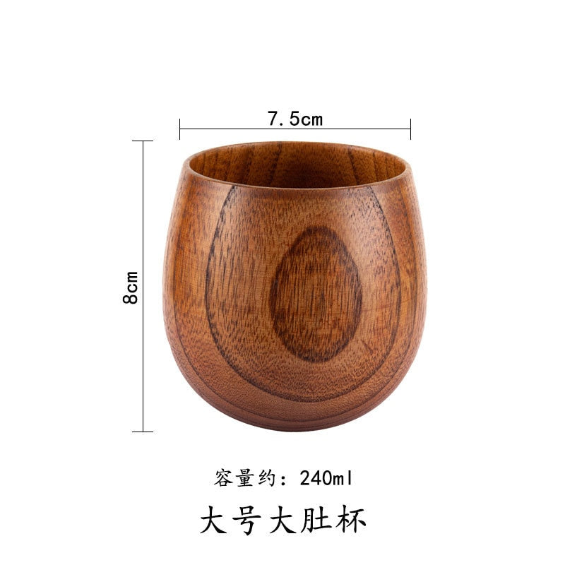 Wooden Big Belly Cups Handmade Jujube Wood Handle Cups Beer Tea Coffee Milk Water Cup Kitchen Bar Drinkware for Kitchen Bar 1PC - TheWellBeing1