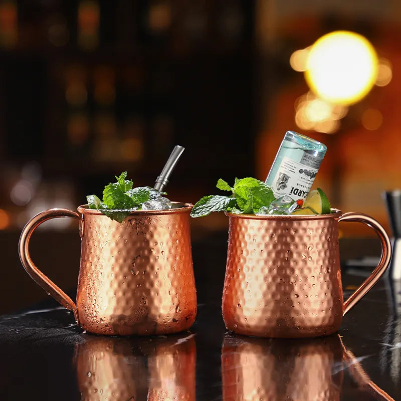 Stainless Steel Bartender Cocktail Cups Moscow Mule Mugs Hammer Point Bar Tools - Culinarywellbeing